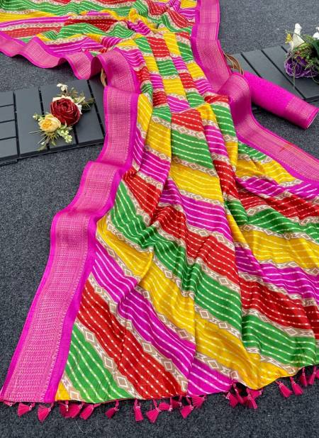 Satrangi Leheriya Designer Dolaa Silk Non Catalog Sarees Wholesale Price In Surat